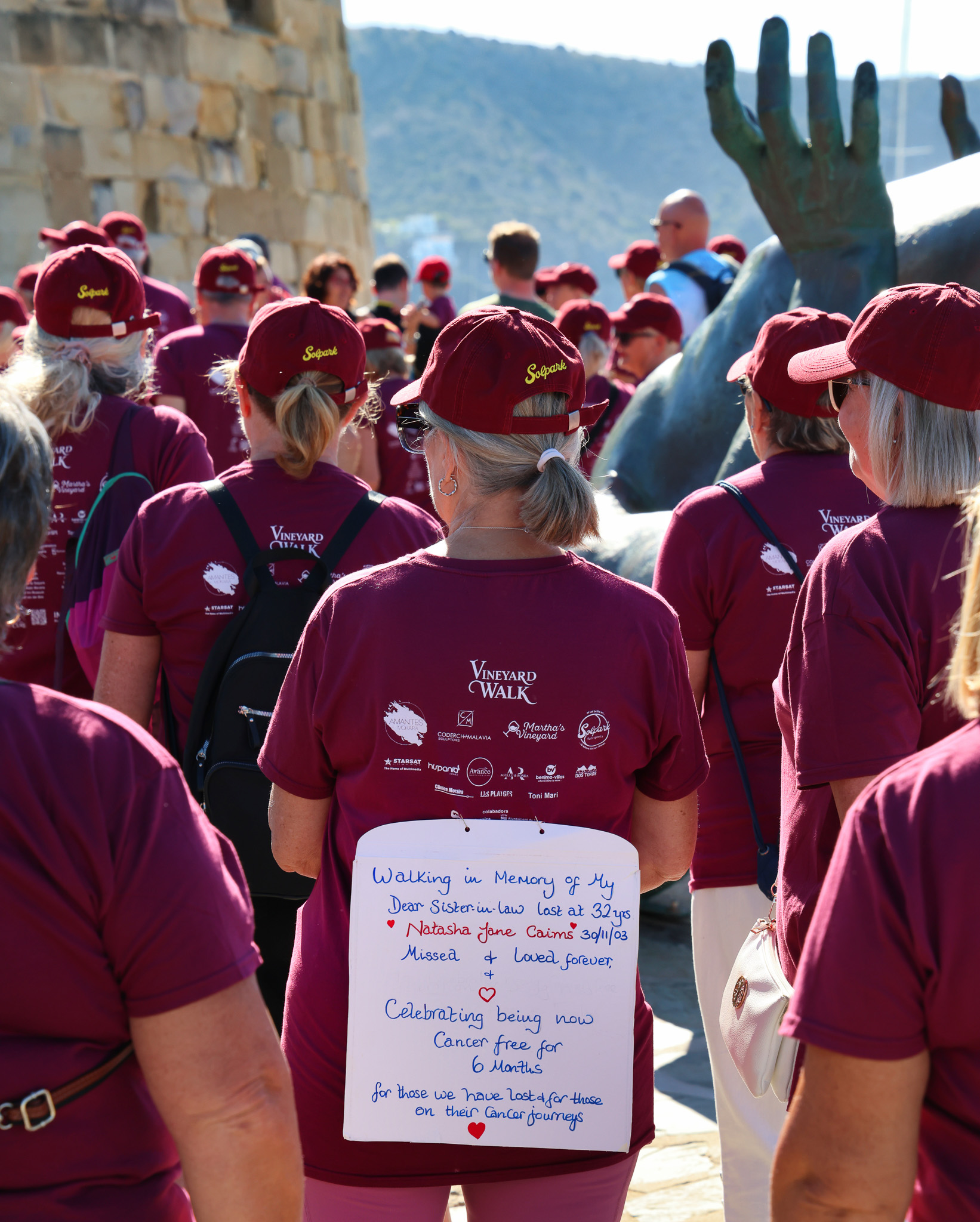 Joyful walkers celebrating during the Vineyard Walk